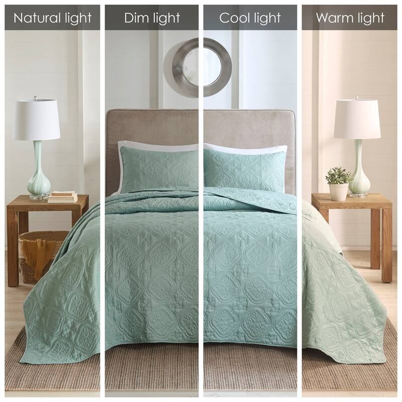 3 Piece Reversible Bedspread Set Seafoam Full/Queen