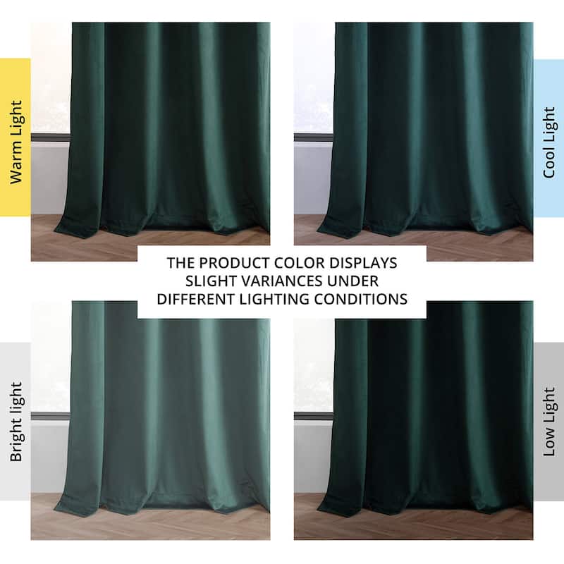 Exclusive Fabrics Basic Deluxe Velvet Curtains Pair - 2 Panels - Grommet Room Darkening Curtains