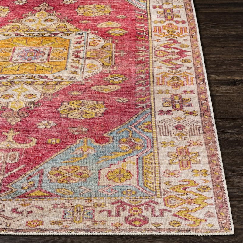 Livabliss Traditional Amelie Medallion Washable Area Rug