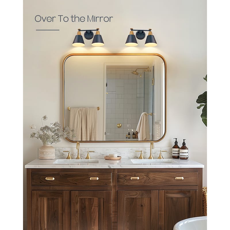 Modern Bathroom Vanity Light, Hammered Metal Shade
