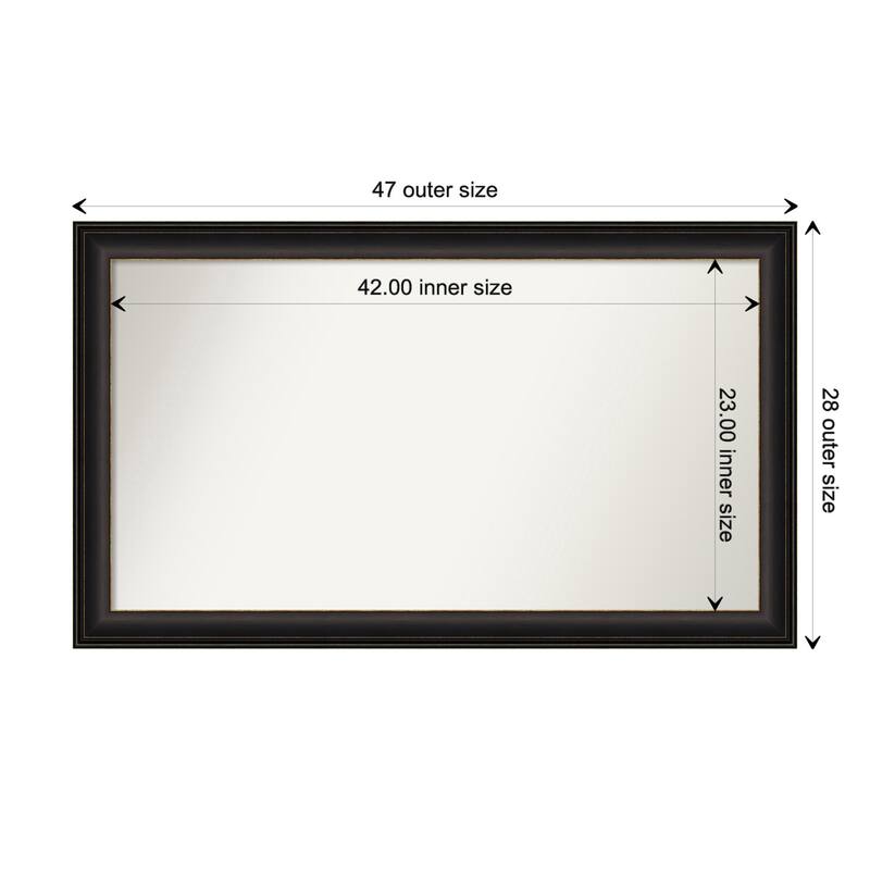 Trio Oil Rubbed Bronze Framed Non-Beveled Custom Wall Mirror, Bathroom Vanity Mirror - Outer Size: 46.5 x 27.5