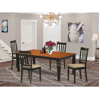 Vintage Dining Table Set - Kitchen Table with 8 Chairs - Modern Farmhouse Style - Black Finish