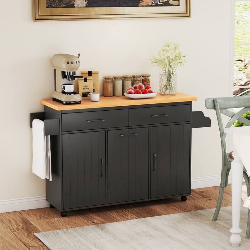 Costway Rolling Kitchen Island Kitchen Cart with Tilt-out Trash - See Details