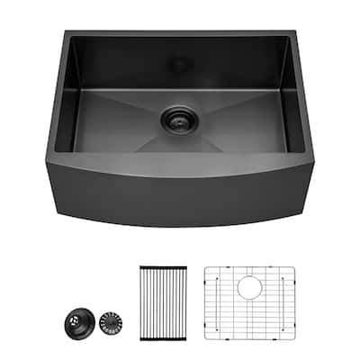 24 Inch Gunmetal Black Stainless Steel 16 gauge Kitchen Sink - 24 x 21