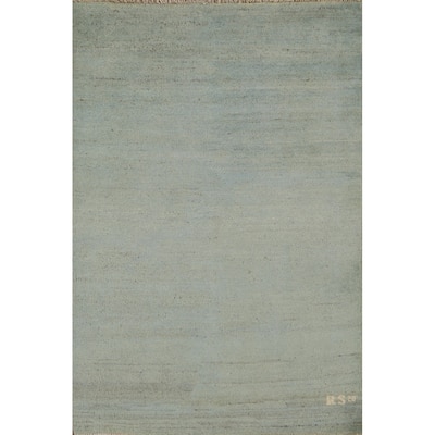 Green Gabbeh Modern Foyer Rug Hand-Knotted Accent Wool Carpet - 2'9"x 4'0"