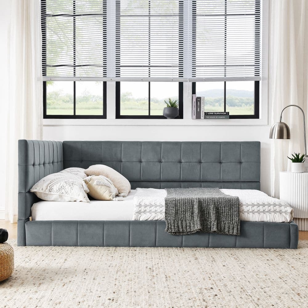 Full Size Velvet Upholstered Tufted Bed Frame