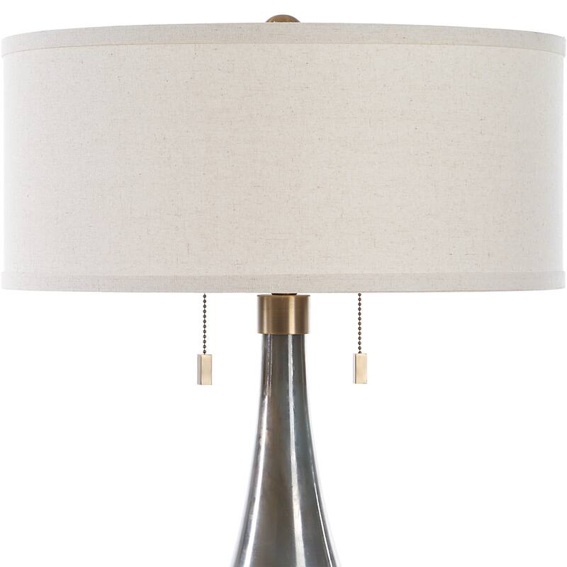 Subtle Iridescent Table Lamp with Drum Shade - 32.25" - Smokey Gray
