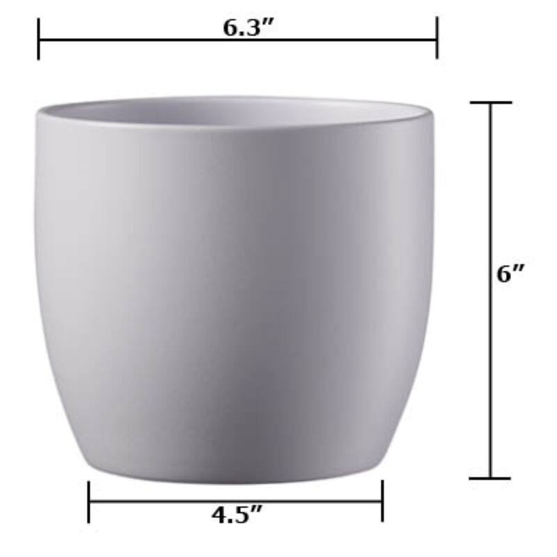 6.3" Ceramic Basel Fashion Indoor Plant Pots - Matte Light Gray, Matte Lavender or Matte Linden Green