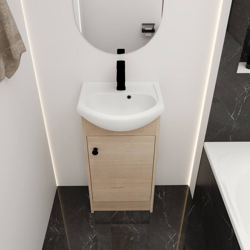 Freestanding 18 Inch Bathroom Vanity, Small Bathroom Vanity With Sink, Bathroom Vanity and Sink Combo (KD-PACKING)
