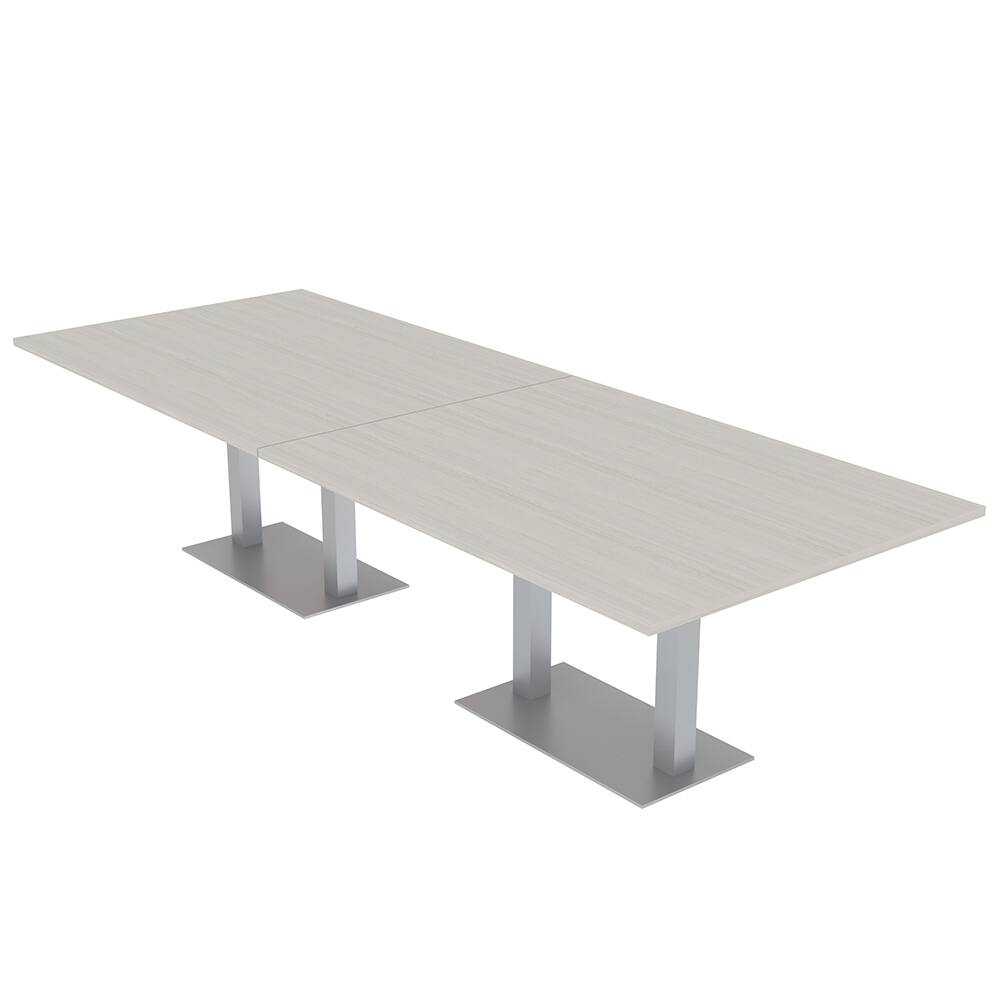 12 Person Rectangular Powered Modular Conference Table Metal Bases