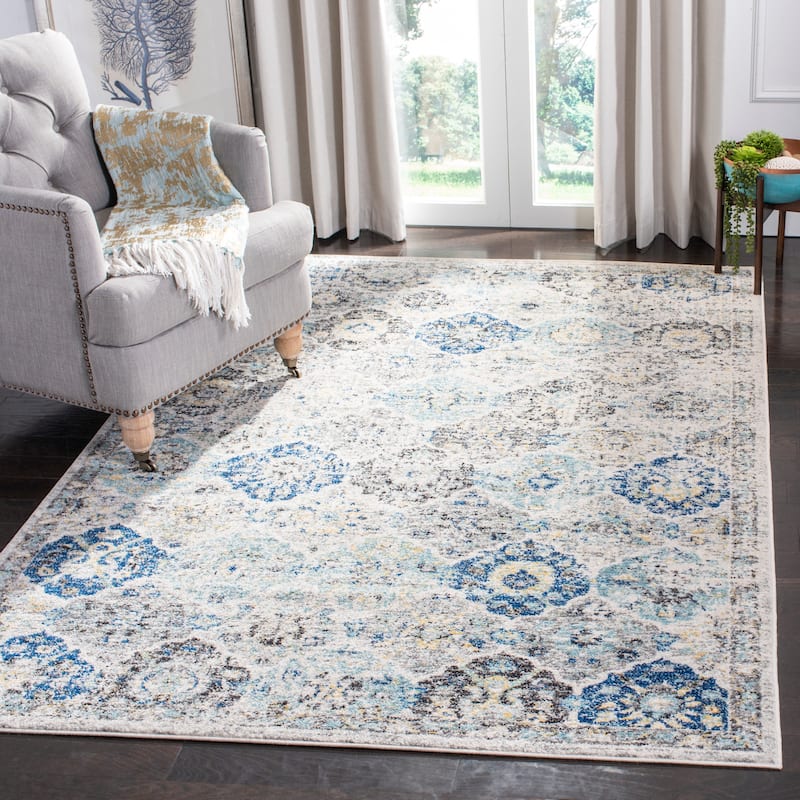 SAFAVIEH Madison Avery Boho Chic Distressed Area Rug - 5'1" x 7'6" - Ivory/Aqua