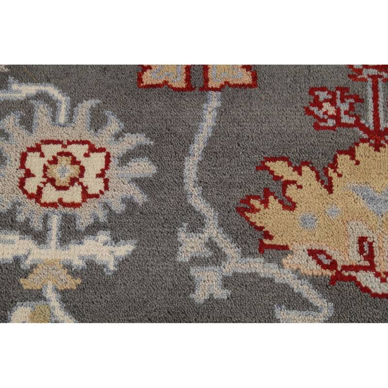 Gray Oushak Indian Rug Hand-Knotted Transitional Wool Carpet - 8'1"x 9'10"