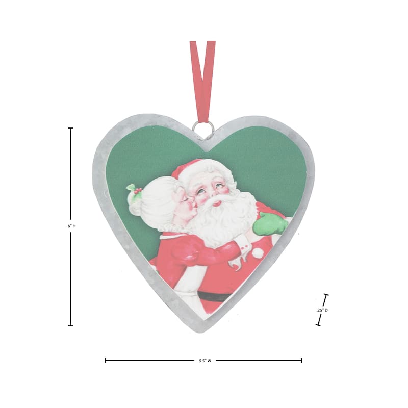 5.5" Metal and MDF Merry Kismass Claus Ornament Set of 4