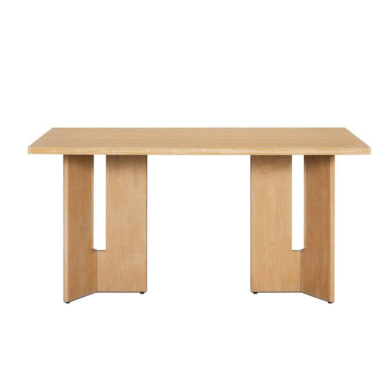 60" Farmhouse Dining Table with Cutout Legs, Rectangular Wood Table for Dining Room & Kitchen