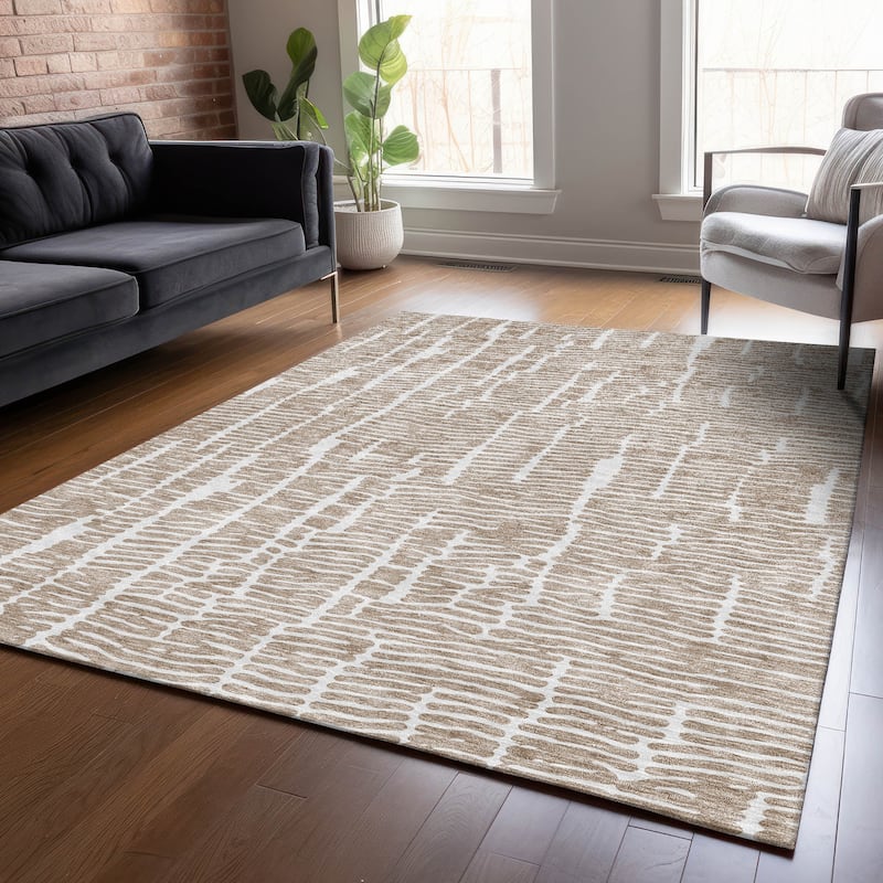 Machine Washable Indoor/ Outdoor Chantille Modern Abstract Rug