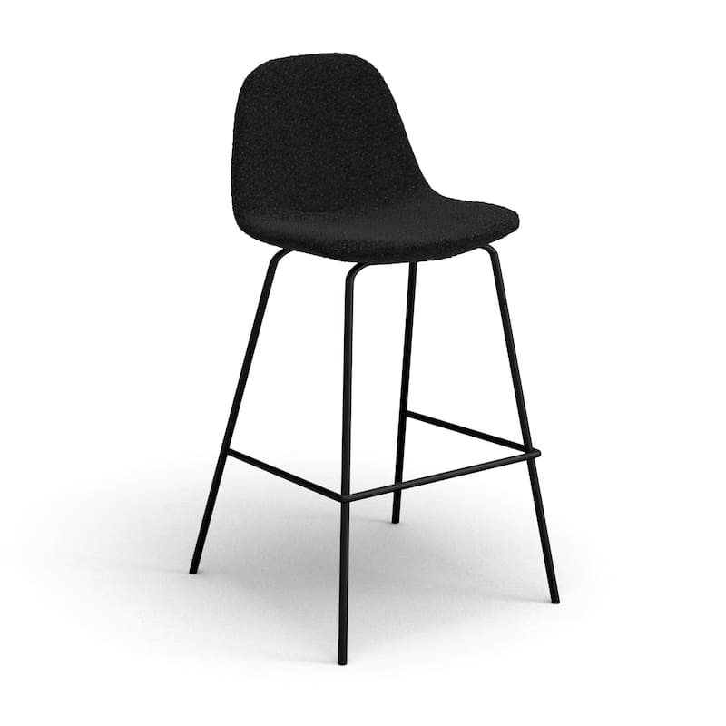 Counter Stools in White Boucle Black Legs (Set of 2)