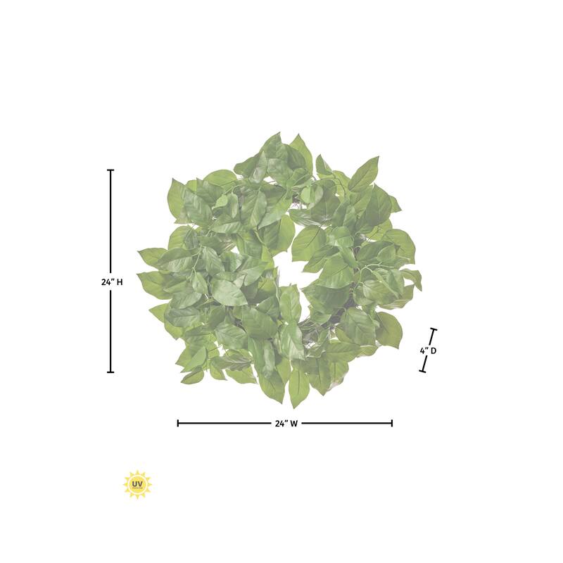 24" UV Treat Pe Salal Leaf Wreath