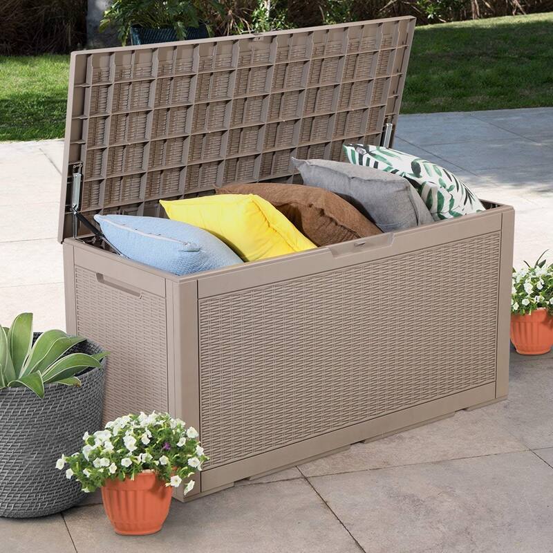 Lacoo 100-120 Gallon Patio Storage Box All Weather Plastic Deck Box