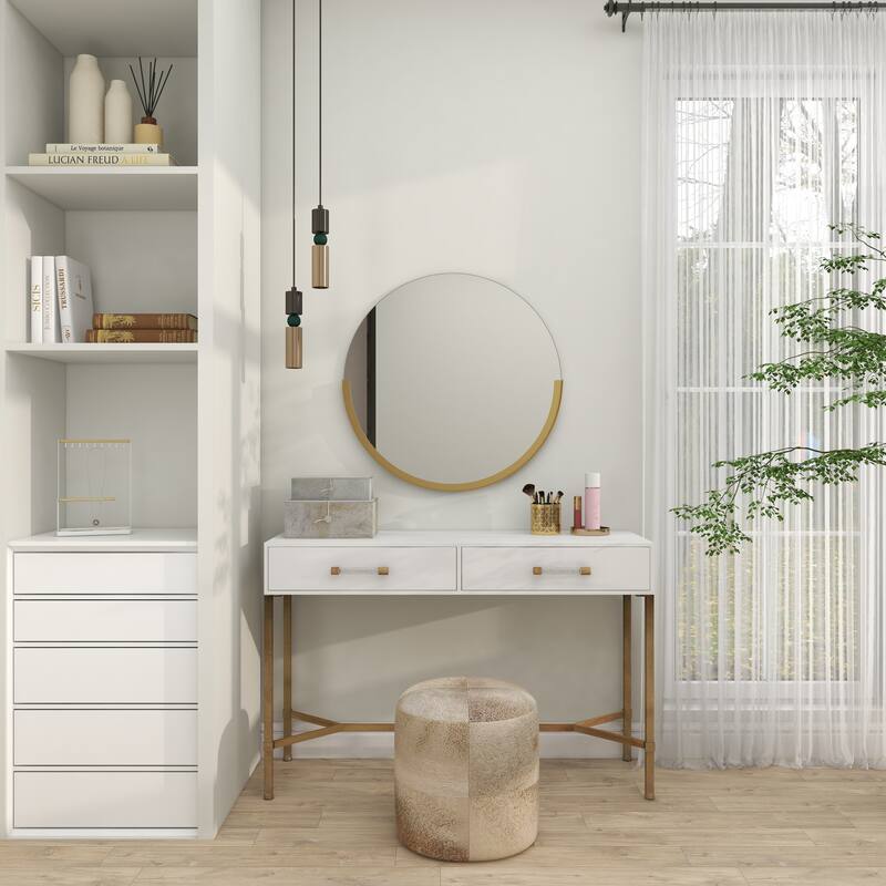 Gray Leather Handmade Box with Hinged Lid (Set of 2) - White or Gold