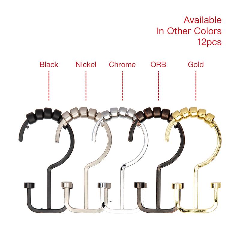 Utopia Alley Deco Flat Double Roller Shower Curtain Hooks, Oil Rubbed Bronze - Oil Rubbed Bronze