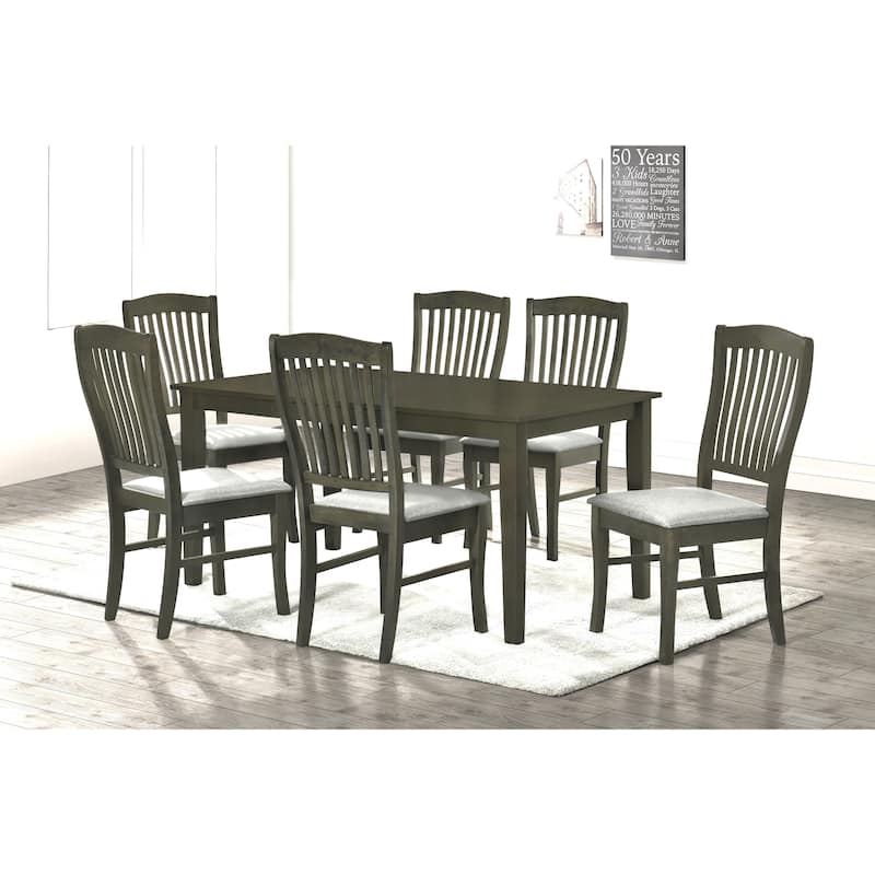 7 Piece Upholstered Wood Dining Room Set - Grey