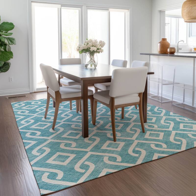 Machine Washable Indoor/ Outdoor Chantille Trellis Rug