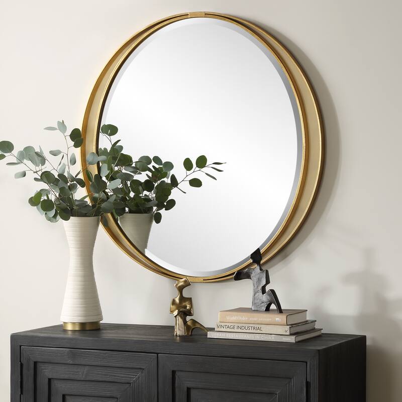Uttermost Rhodes Gold Round Mirror - 36'' H X 36'' W X 1.25'' D