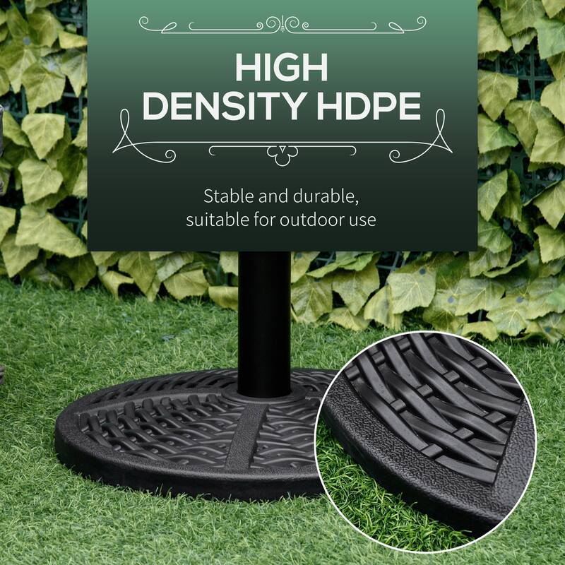 Outsunny Market Umbrella Base Holder 18" Heavy Duty Round Parasol Stand with Rattan Design for Patio, Black - Φ 17.75" x 13" H