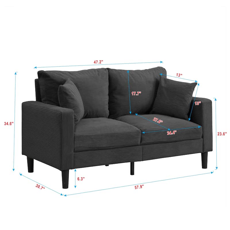 5-Seat Corduroy Sofa Set (3-Seater + 2-Seater) with High-Density Sponge Cushions & Sturdy Hardwood Frame