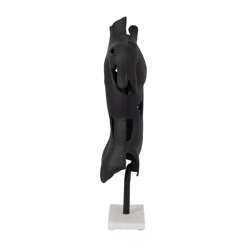 Sagebrook Home Metal Black Cracked Bust On Stand Figurine