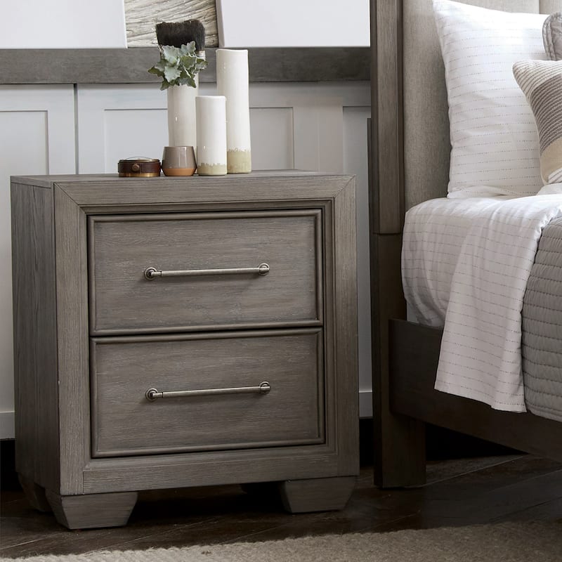 Roundhill Furniture Ennesley Gray Wood 2 Drawers Nightstand - 2-drawer - Grey
