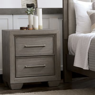 Roundhill Furniture Ennesley Gray Wood 2 Drawers Nightstand