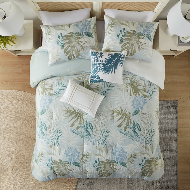 Harbor House Kiawah Island 6 Piece Oversized Cotton Comforter Set with Throw Pillow