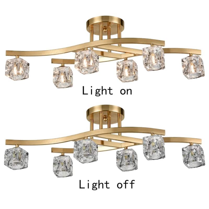 Frascati Modern Crystal Semi-Flush Ceiling Lights 6 Light