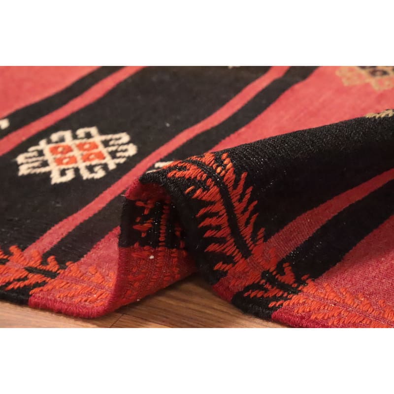 Hand Woven Oriental 100% Wool Carpet Southwestern Tribal Red Kilim Area Rug - 9' 8'' X 5' 11''