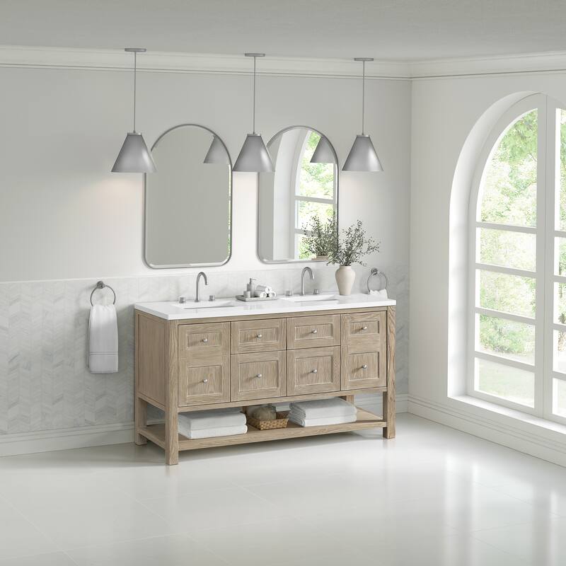 Breckenridge 60" Double Vanity, Whitewashed Oak - 60D