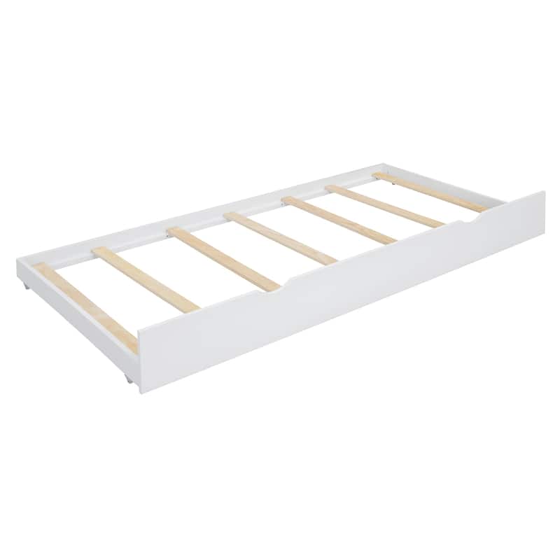 Queen Size Curved Wingback Platform Bed with 2 Drawers and Trundle Bed