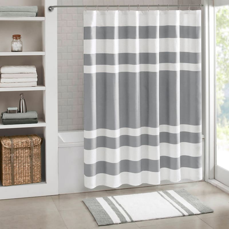 Madison Park Spa Waffle Shower Curtain with 3M Treatment