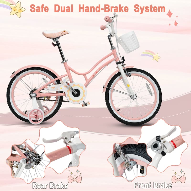 Babyjoy 18 Inch Kid Bike 95% Pre-Assembled Girls Bicycle with Training - See Details