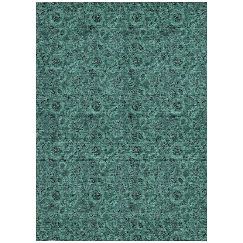 HomeRoots Floral Transitional Rectangle Outdoor Rug