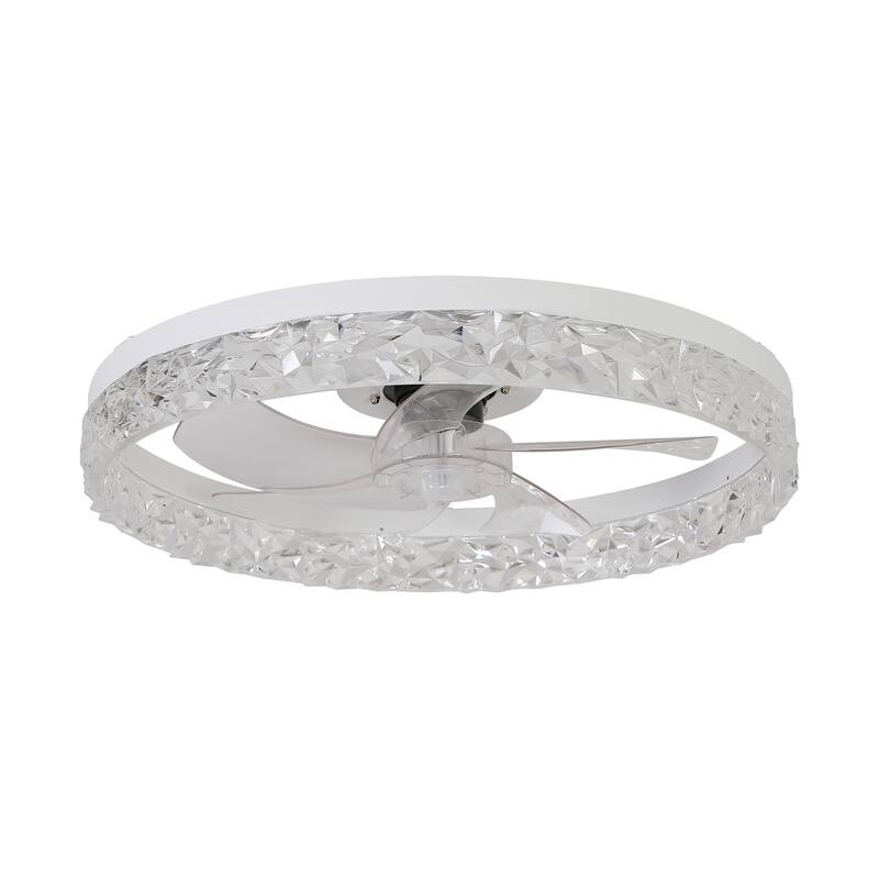 Anmytek Modern Acrylic Ceiling Fan Light Dimmable LED Flush Mount Chandelier