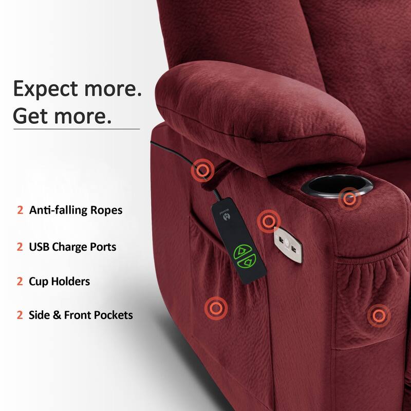 MCombo Electric Power Lift Recliner Chair with Extended Footrest, Fabric 7507