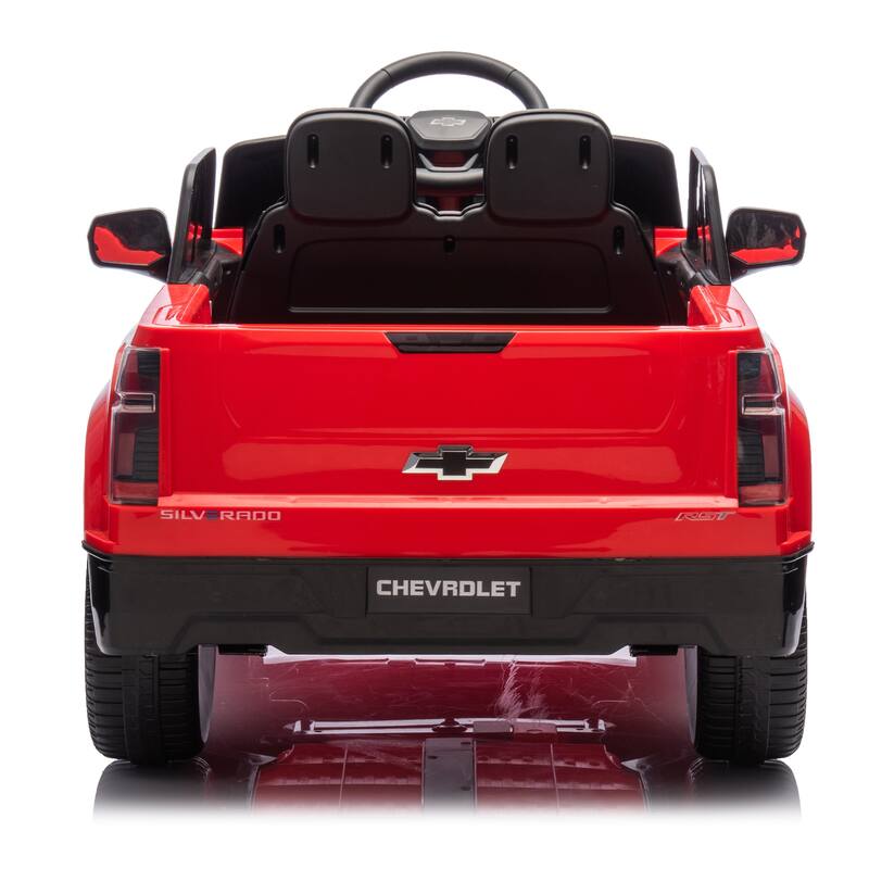 24V Licensed Chevrolet Silverado EV Ride-On Car for Kids with Slow Start, LED Lights, Bluetooth, USB, MP3, and Remote Control
