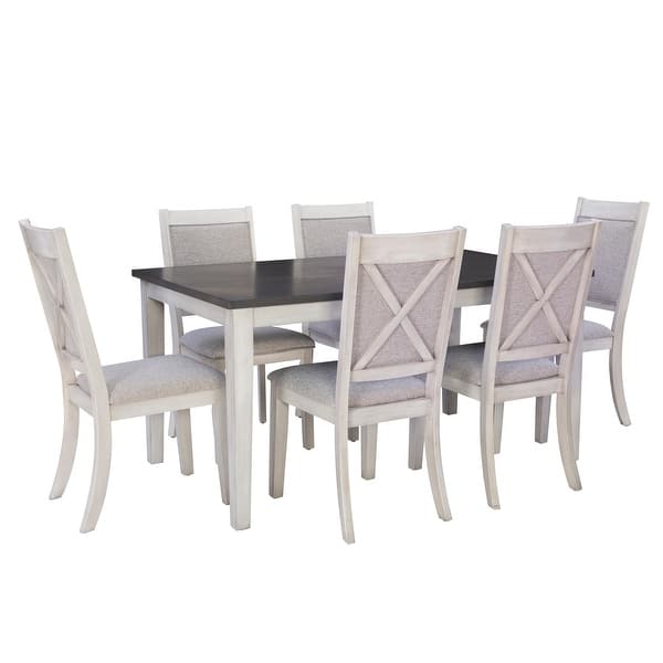 slide 2 of 17, McKee 7-piece White Farmhouse Dining Set White