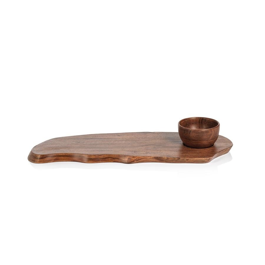 Natural Red Teakwood Organic Shape Tray With Bowl 21 5 On Sale Overstock 32123488