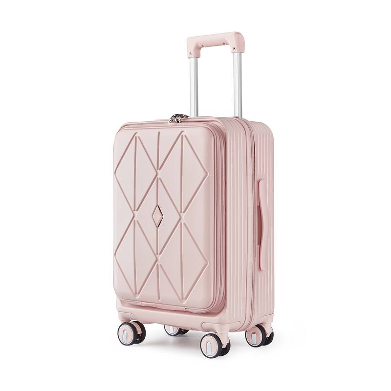 20/24/28 3-Piece Modern Expandable Luggage Sets, Hard-shell Luggage with Front Pocket and TSA Lock, for Boarding Travel, Pink