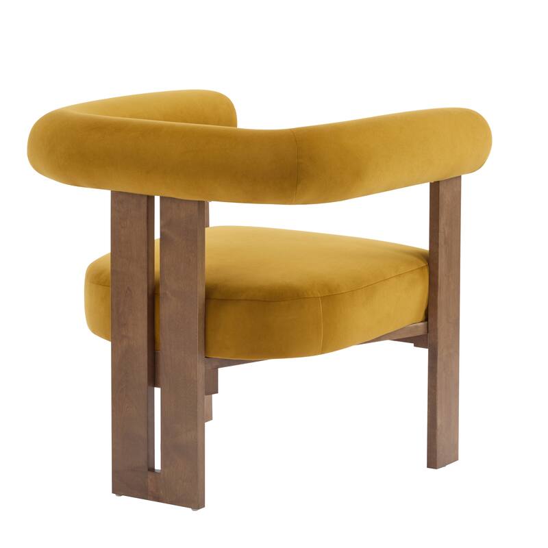 Roomfitters Modern Upholstered Round Arm Accent Chair with Wood Frame,