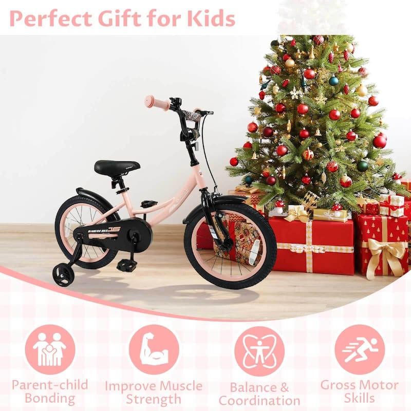 Costway 14" Kids Bike with Removable Training Wheels Adjustable Seat & - See Details