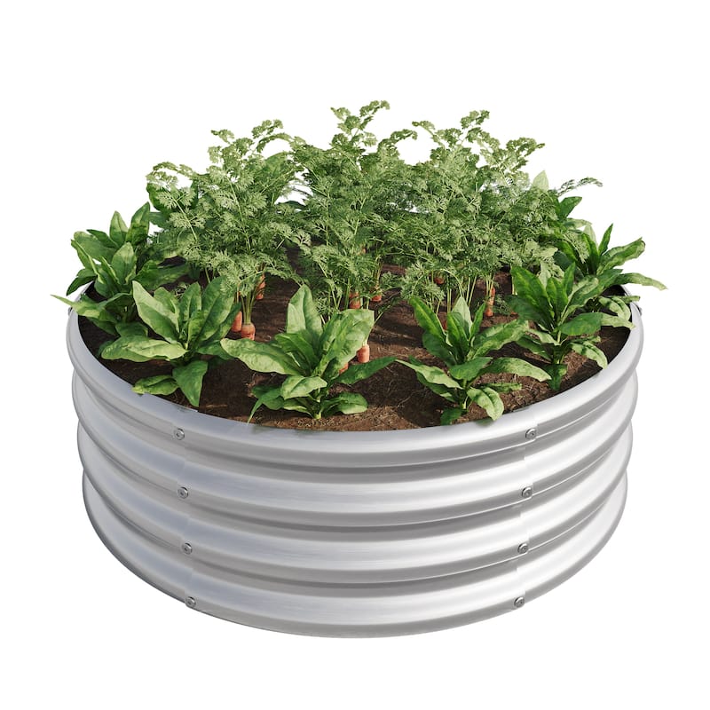 GDFStudio - Tall Round Metal Raised Garden Bed for Vegetables, Flowers, Herbs, and Fruits, Outdoor Backyard Patio Planter Box
