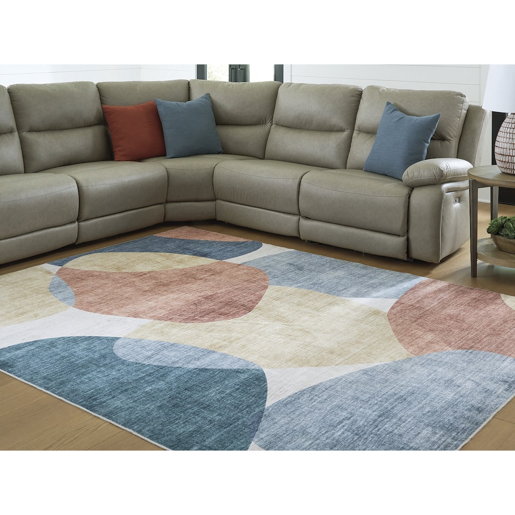 Signature Design by Ashley Chanleigh Orange/Blue Washable Area Rug